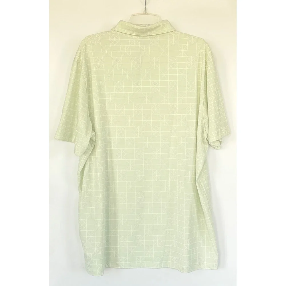 Adidas Mens XL Golf Polo Shirt Mint Green Geometric Grid Pattern NWT Stretch